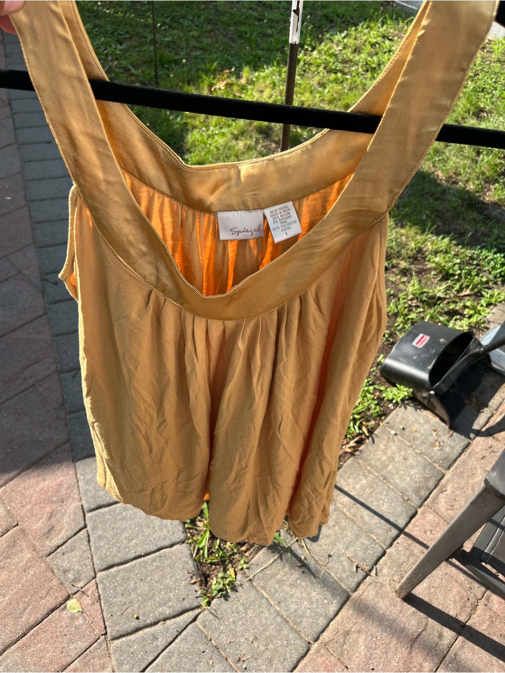 Spiegel  Women's Golden Yellow Sleeveless Scoop Neck Top large